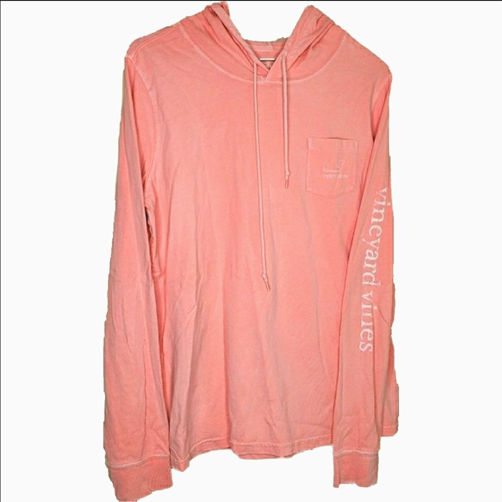 2) VINEYARD VINES Salmon Colored Hooded Shirt Sz. M